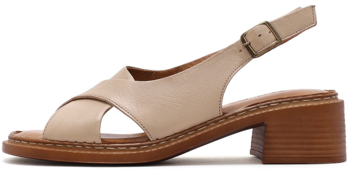 DERIMOD Sandalen Met Middelhoge Hak Leren Mid Heel Sandalen