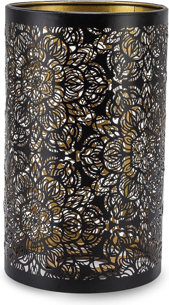 SnelShoppen - Metalen Cilindrische Lampenkap 12x12x20cm met Bloemenpatroon voor Tafellamp en Vloerlamp, Modern Design, E27/E26 Fitting, Voor Woonkamer