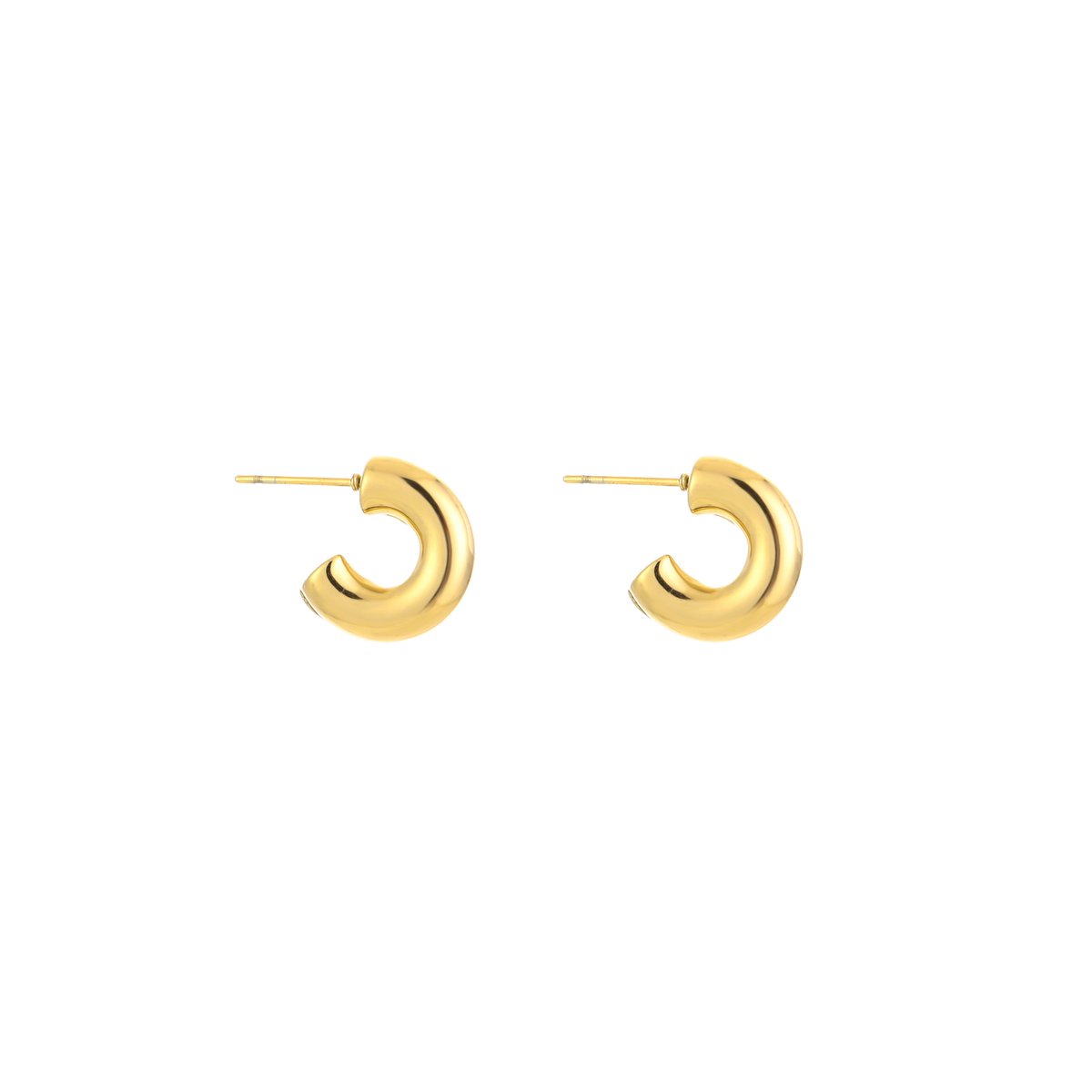 Stainless Steel Halve Oorringen – Minimalistische & Trendy Open Oorringen - RVS - Goud