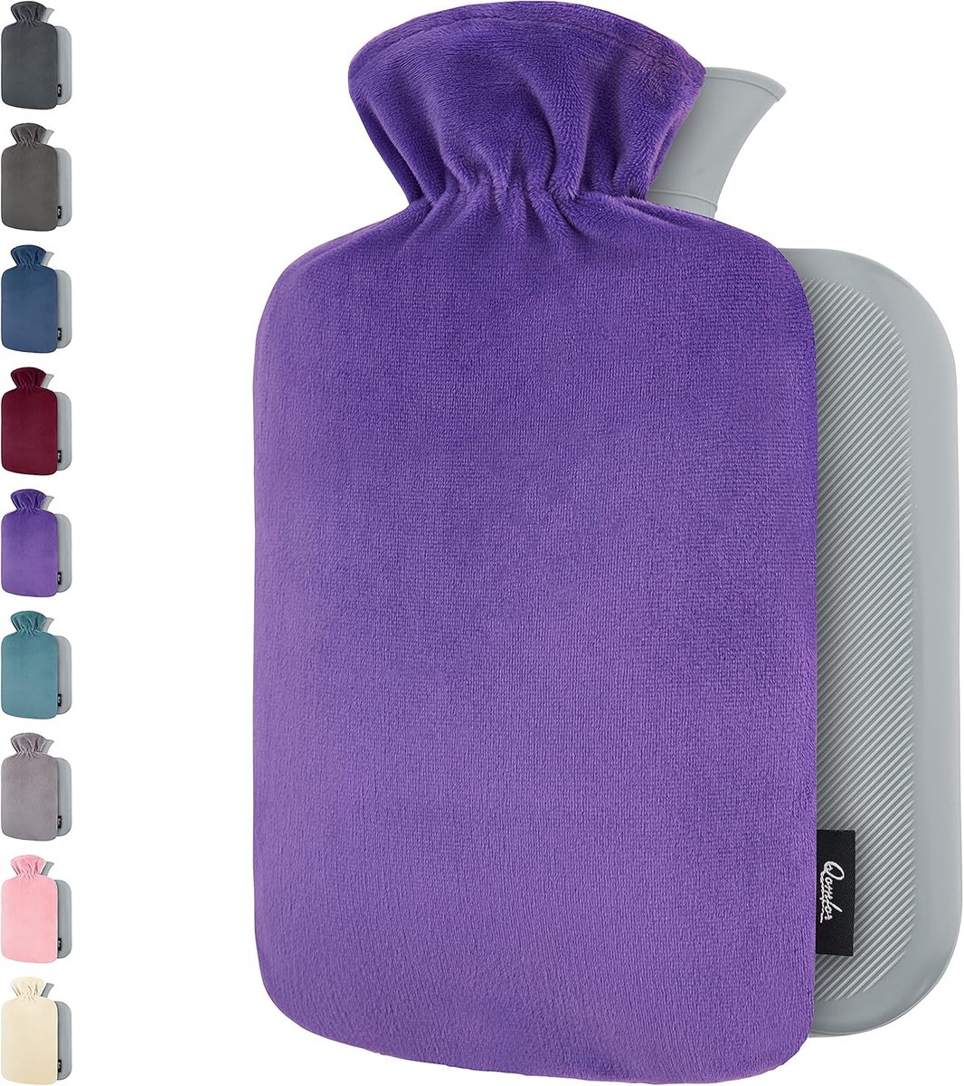 SnelShoppen - Hot Water Bottle 2L met Zachte Premium Fleece Cover - Paarse Warmwaterkruik voor Menstruatiekrampen en Pijnverlichting - Warm en Koud Ko