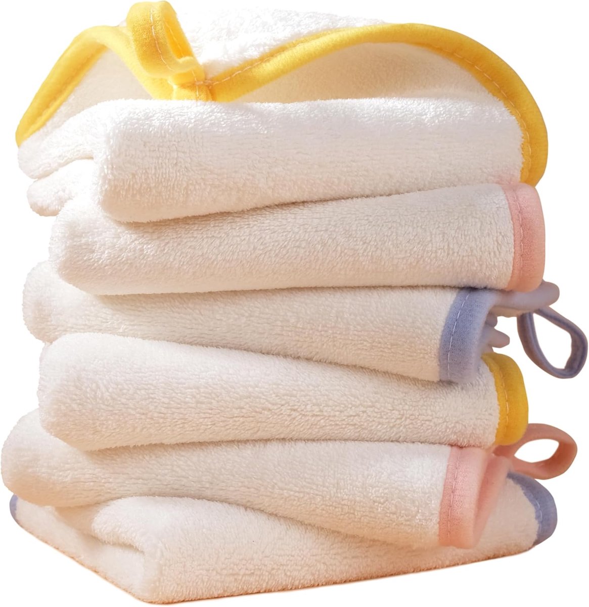 SnelShoppen - Hypoallergene Zachte Microfiber Baby Washcloths, 10x10 inch, 6 Stuks (Wit) - Ideaal voor Babyverzorging, Bad, en Gift