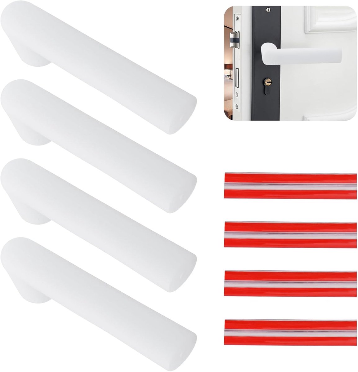SnelShoppen - 4 Stuks Silicone Deurgrepen Covers - Transparant Wit - Anti-Statische Veiligheidsdeurgreep Glove Covers - Bescherming voor Vlakke Vierka
