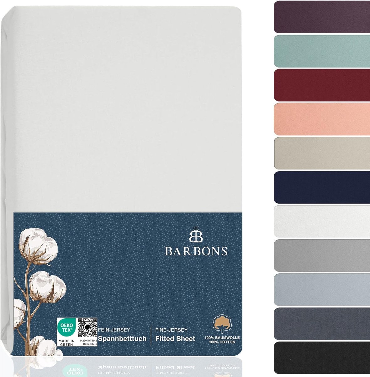 SnelShoppen - Fitted Sheet 180x200 cm 100% Katoen - Hoeslaken Bedden, Jersey, Oeko-Tex Gecertificeerd, Geschikt voor Boxspring en Matras tot 27 cm Hoo