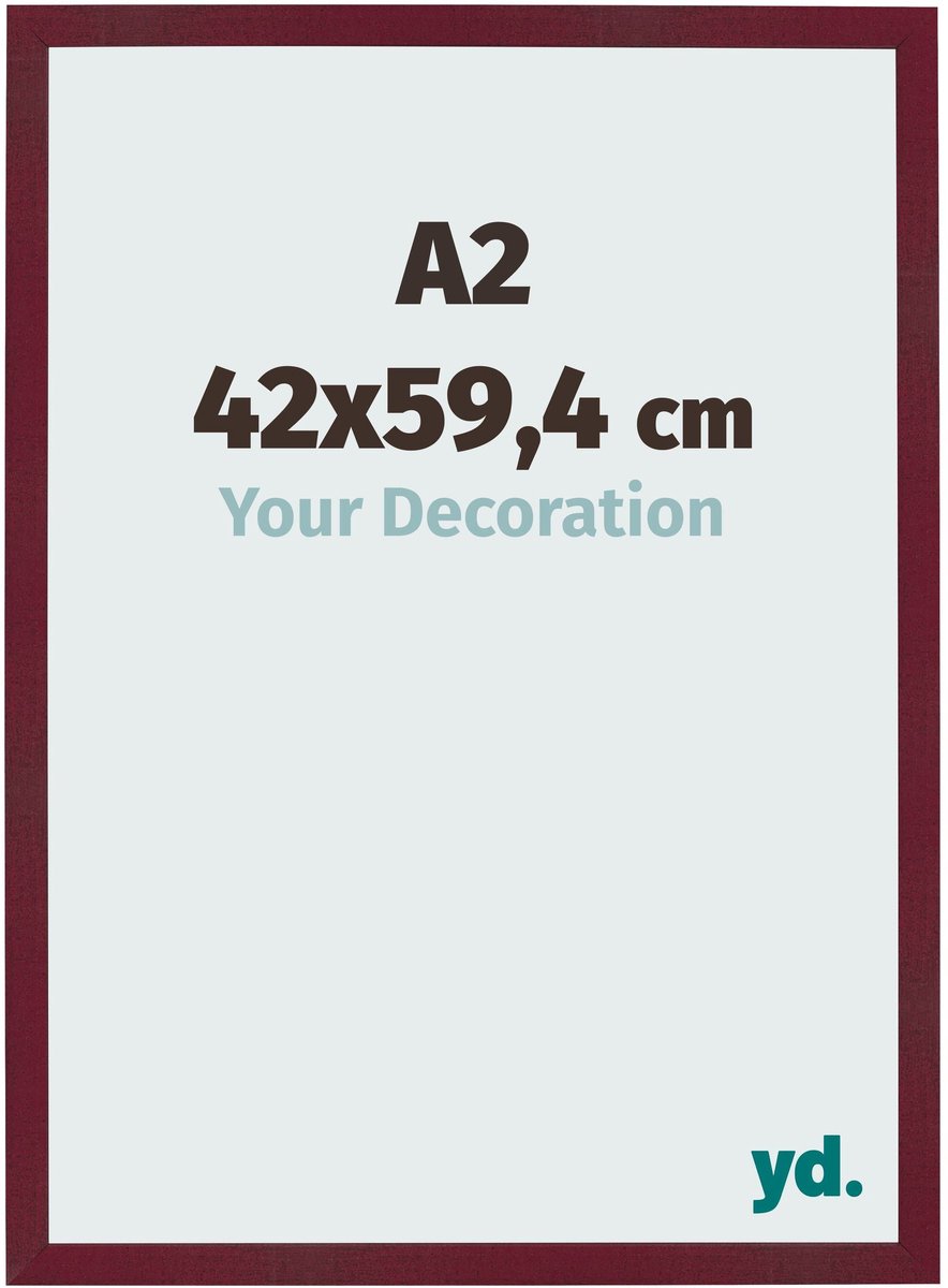 Your Decoration - Fotolijst A2 42x59,4 cm - MDF - Wijnrood Geveegd - Bologna