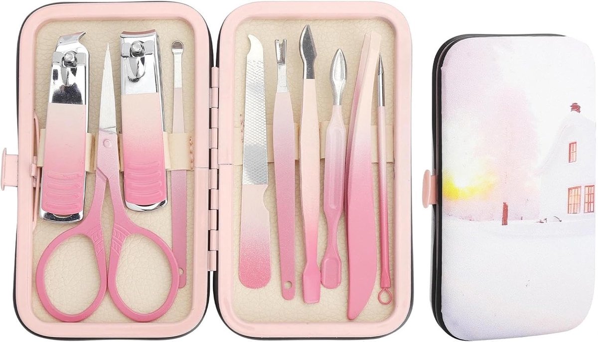 Thijox - Manicureset 10 Stuks - Roestvrij Staal Nagelknippers, Schaar, Pincet, Nagelverzorgingsset, Pedicureset voor Vrouwen en Mannen, Inclusief Reis