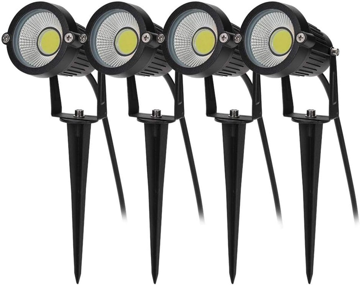 SnelShoppen - 4 Stuks Buitenverlichting COB 5W 220V IP65 Waterdichte Rotatable Spotlight LED Tuinverlichting voor Paden Planten Balkon Patio Hotel Gaz