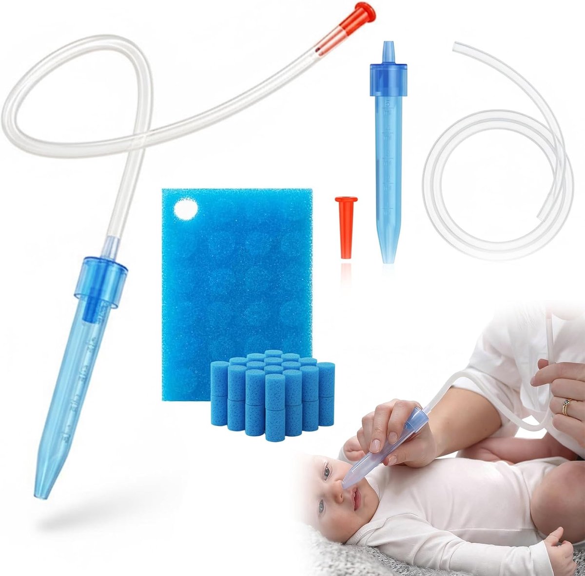 SnelShoppen - Nasale Aspirator voor Baby's, Zachte Zuiging voor Verkoudheid, 40 Hygiëne Filters, Vaatwasser Bestendig, BPA Vrij, Veilig en Gebruiksvri