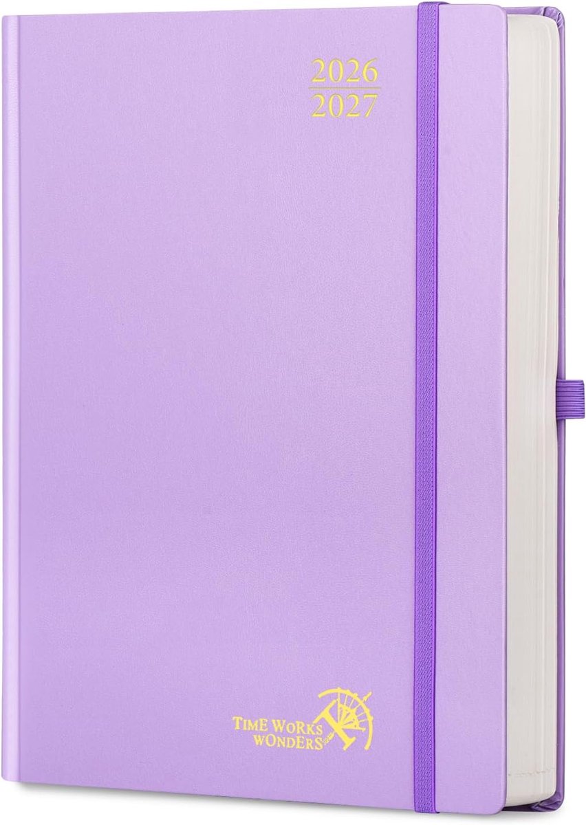 SnelShoppen - Agenda 2026 2027 Daily Planner A4 Groot 30.5x21.5 cm, 1 Pagina per Dag, 12 Maanden Schoolplanner, Hard Cover, Violet, 80 GSM