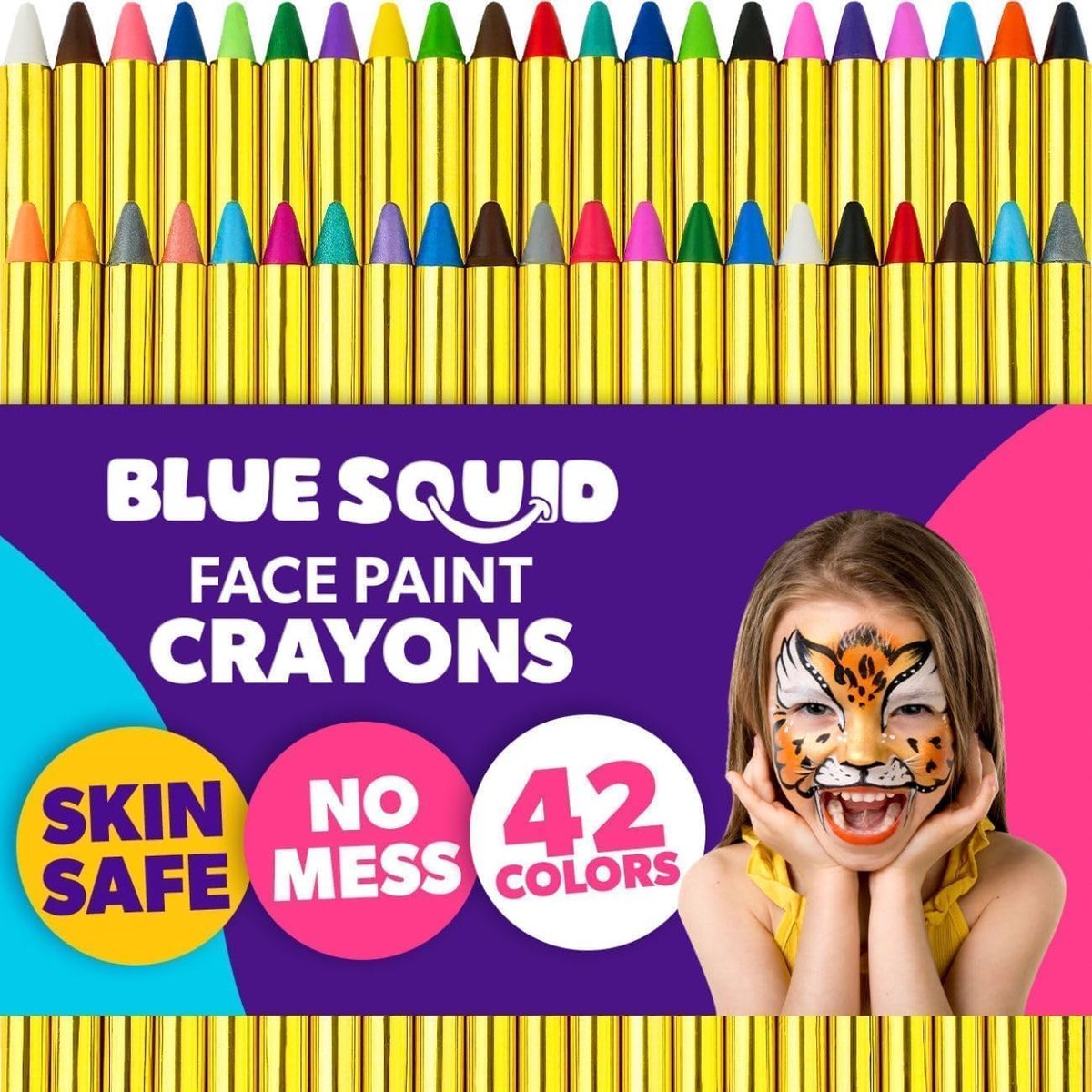 SnelShoppen - Kinder Make-Up Set - 42 Kleuren, Make-Up Pennen, Waterdicht, Perfect voor Feesten, Carnaval, Halloween, Creatief Spel voor Meisjes