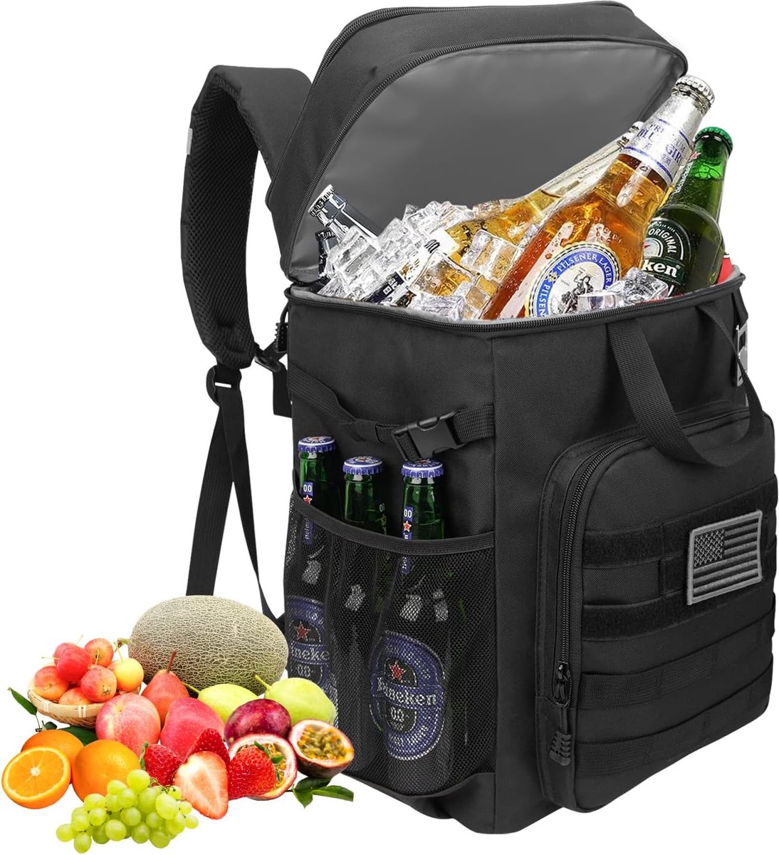 SnelShoppen - Grote Koeltas Rugzak 43L Geïsoleerde Koelrugzak voor Picknick, Camping, Strand, BBQ, Outdoor, Food-grade TPU, 12 Uur Koeling