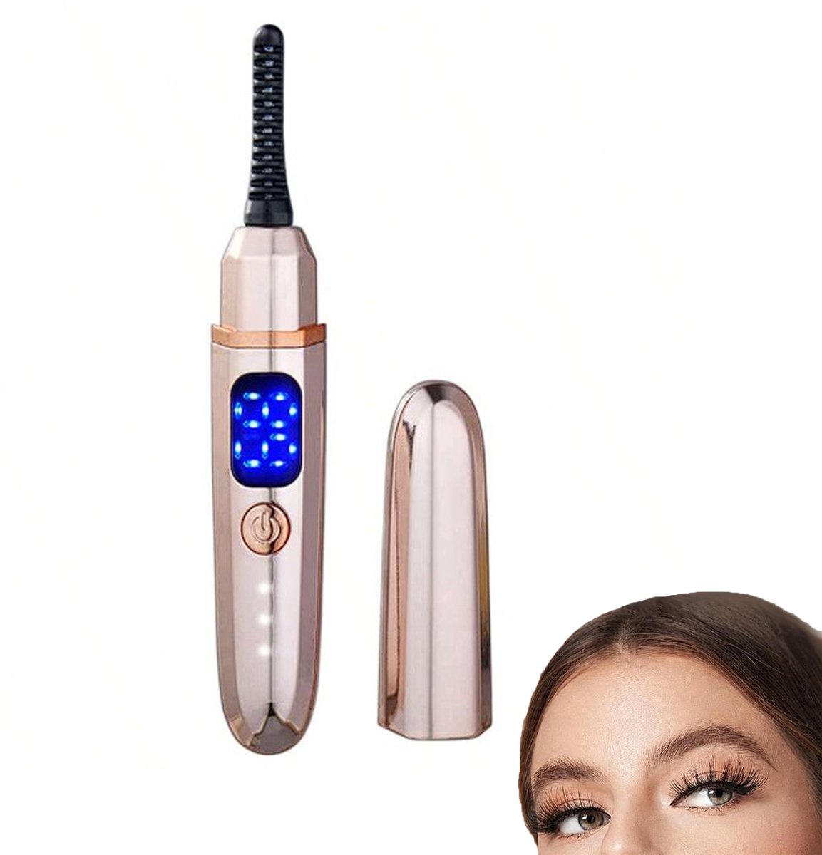KZQ Elektrische wimperkruller met 3 temperatuurstanden - USB-oplaadbaar en LED-display - 10 seconden voor 24 uur langdurige krul - Perfect voor thuis en reizen - Goud