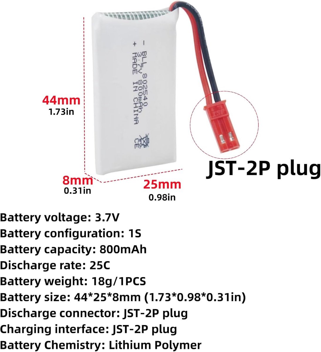 SnelShoppen - 5PCS 3.7V 800mAh Lipo Accu voor RC Drones met 5-in-1 Oplader JST Plug - Hoogwaardige Quadcopter Batterijen voor MJX Syma Holy Stone Sky – foto 5