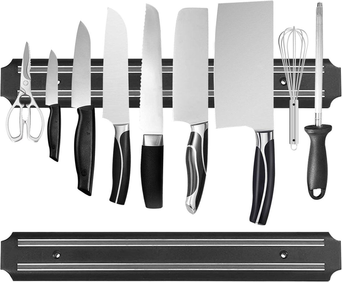 SnelShoppen - Magnetische Messenset 15 inch - Set van 2 - Multifunctionele Keuken Messenhanger - Ruimtebesparende Magnetische Opbergrek - Keuken Geree