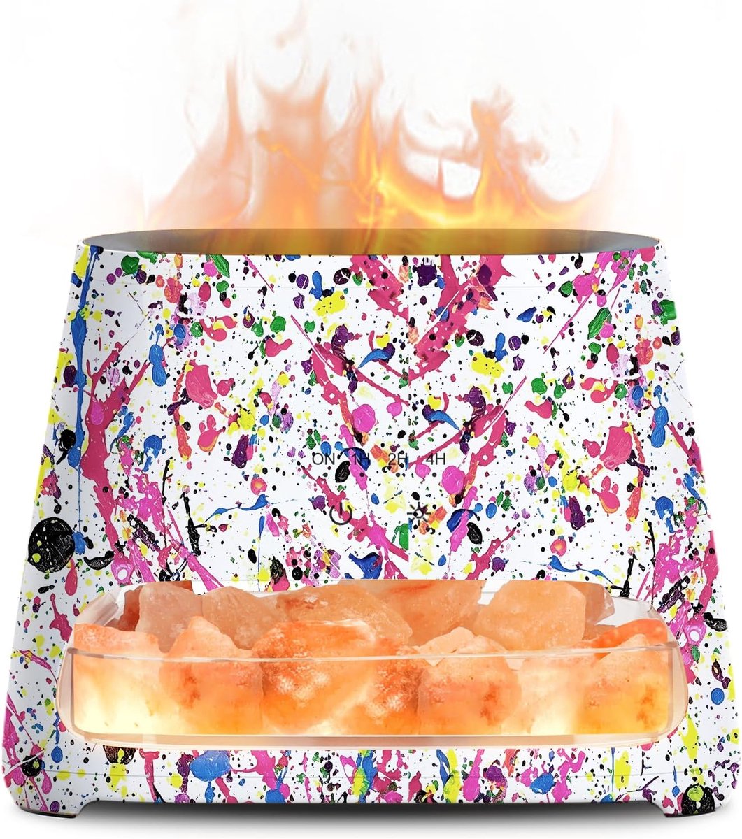 SnelShoppen - 2-in-1 Aroma Diffuser & Zoutlamp Pakistan, Flameneffect Luchtbevochtiger met 3 Helderheden, 150ml (Kleurrijk) voor Aromatherapie en Onts