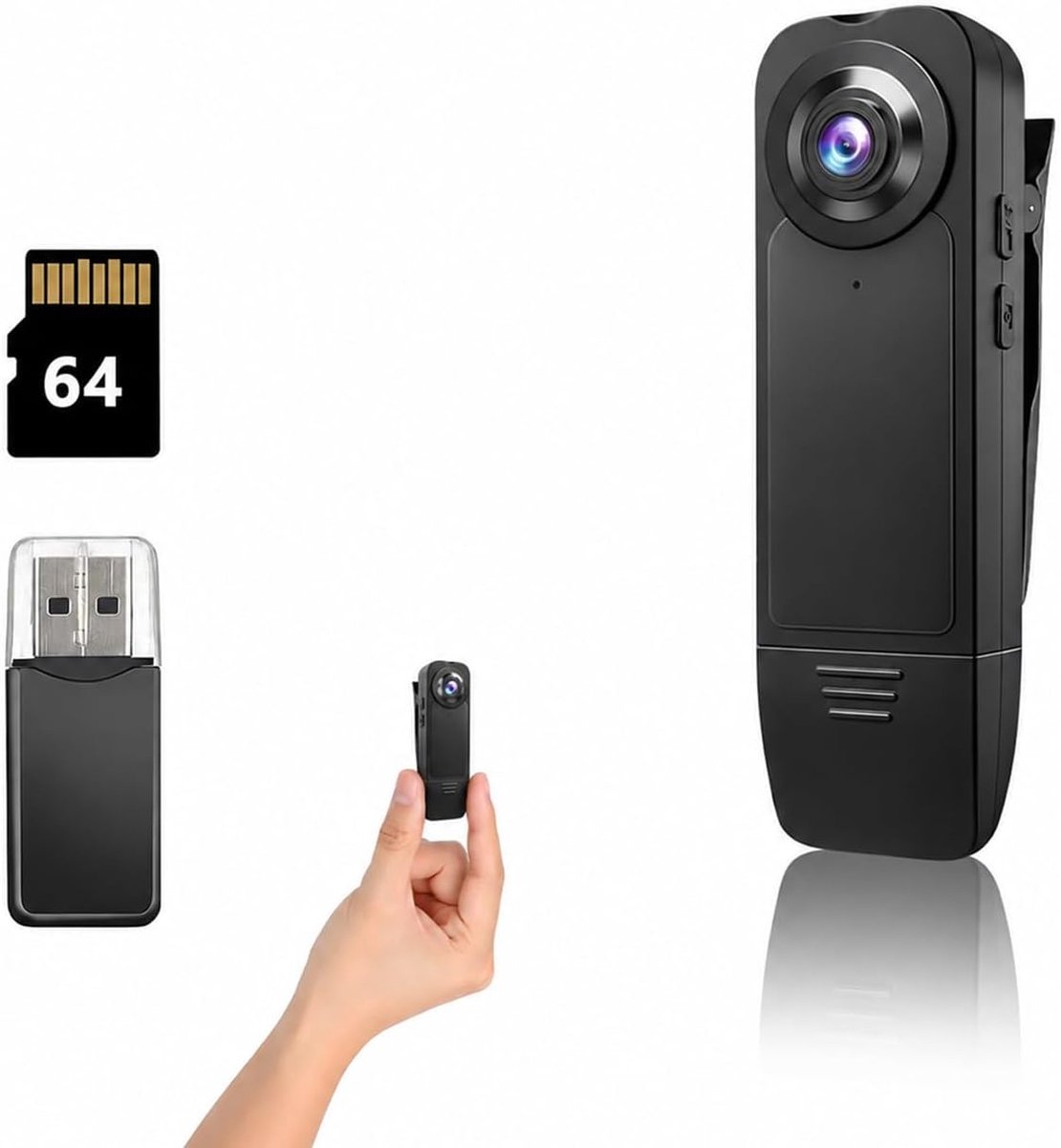 Draagbare Camera - Mini Bodycam - Video Opnemen - Ingebouwd Nachtzicht - 64GB Geheugen - Zwart