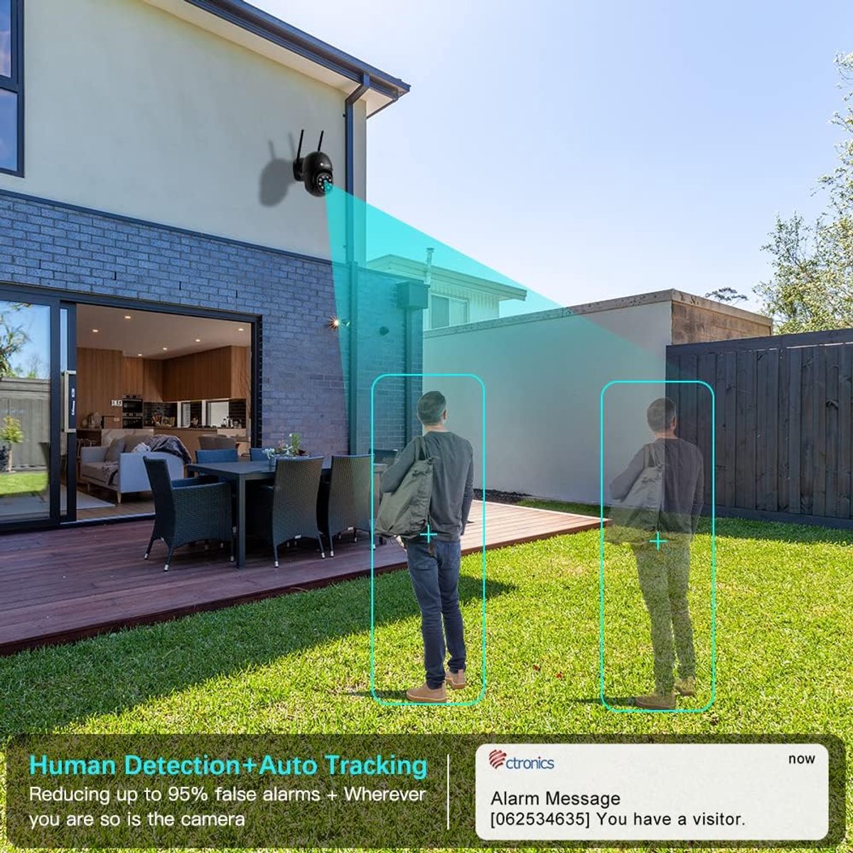 SnelShoppen - Outdoor Draadloze Bewakingscamera 2K PTZ met Kleur Nachtzicht, Mensherkenning, Auto Tracking, Twee-Wege Audio, Zwart (2 Stuks)