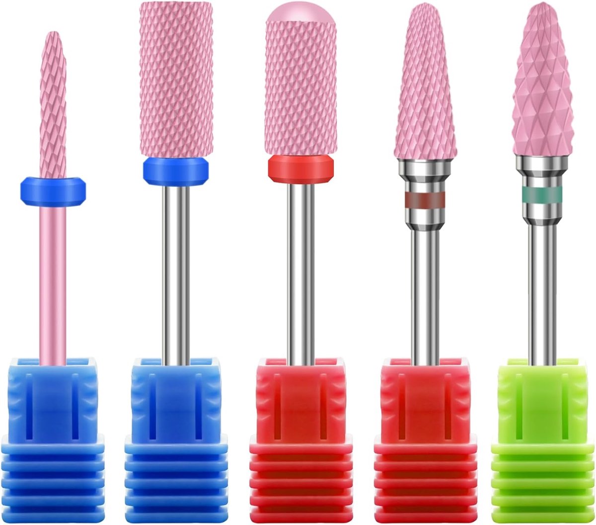 SnelShoppen - 5-delige Keramische Nagelfrees Set, Professionele 3/32 Inch Elektrische Cuticula Frees Bits voor Nageltechniek, Acryl en Gel Nagels Poli