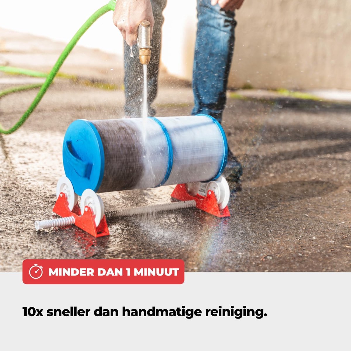 SnelShoppen - NODI ROLLER Cartridge Cleaner voor Zwembad & Spa | 1 Min Schoonmaken | Bespaar 90% Water | Compatibel met 95% Cartridge | Krachtige Jet