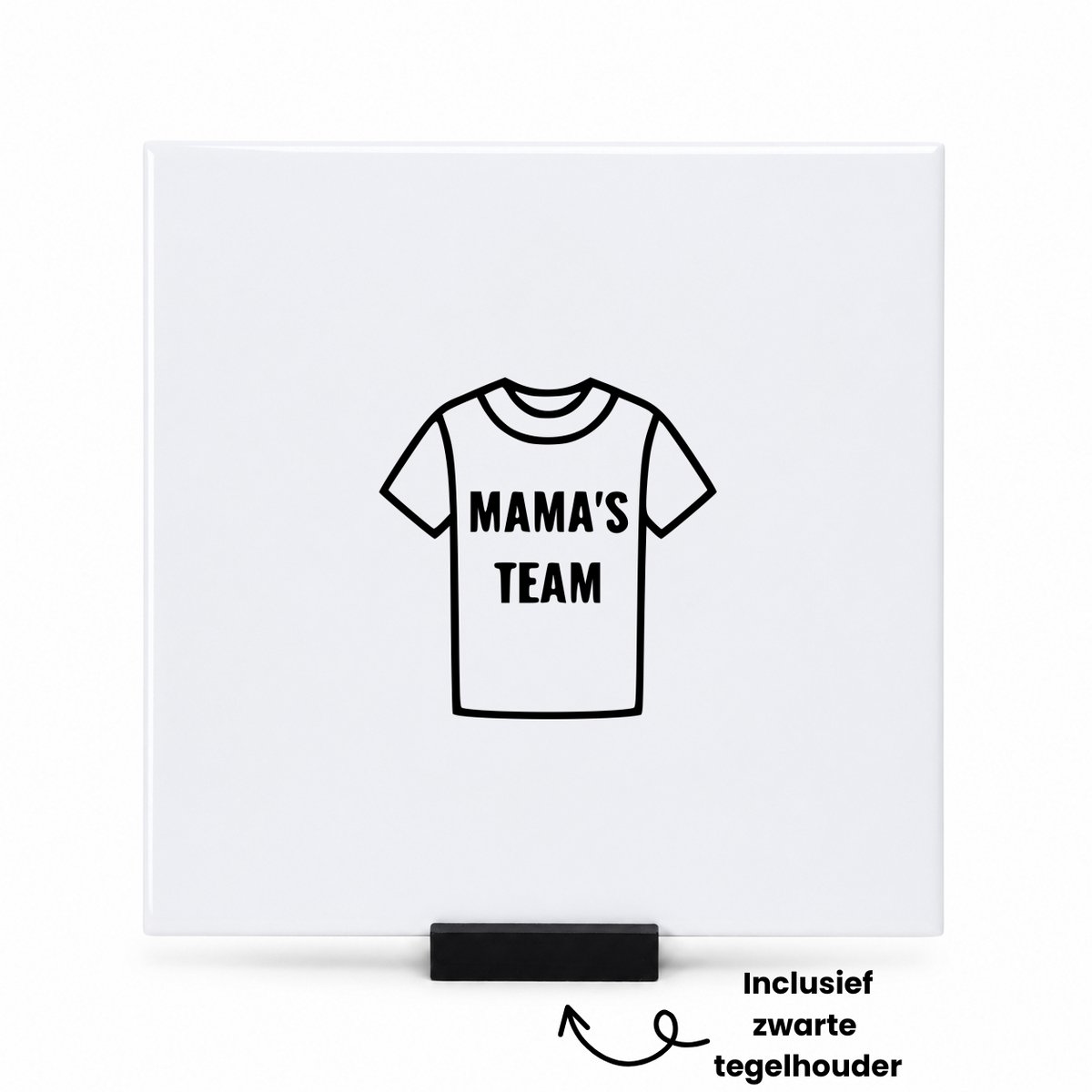 Hacebo mama's team tegeltje met tegelhouder - Mama - de liefste moeder - tegeltjes met tekst - moederdag cadeautjes - moederdag - cadeau - verjaardagscadeau - verjaardag - kado - geschenk - gift - moeder artikelen - spreuktegels - 15x15 CM Wit