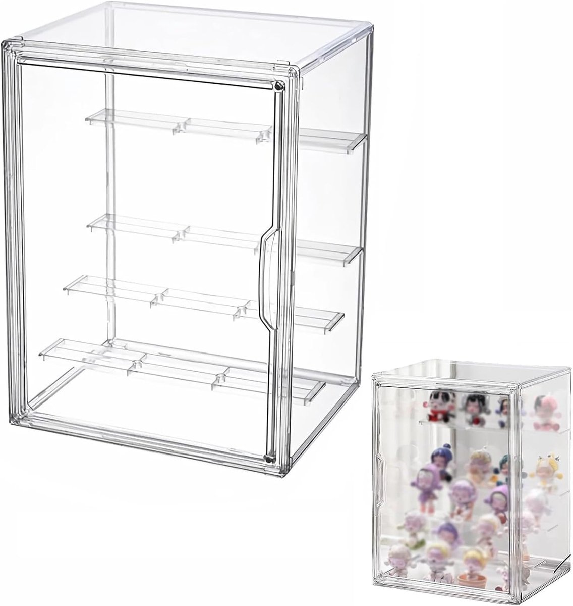 SnelShoppen - Display Cabinet - Acryl Display Case - 5 Laags Transparant Opbergdoos - Stapelbare Vitrine met Magnetische Deur - Collectible Display Ca