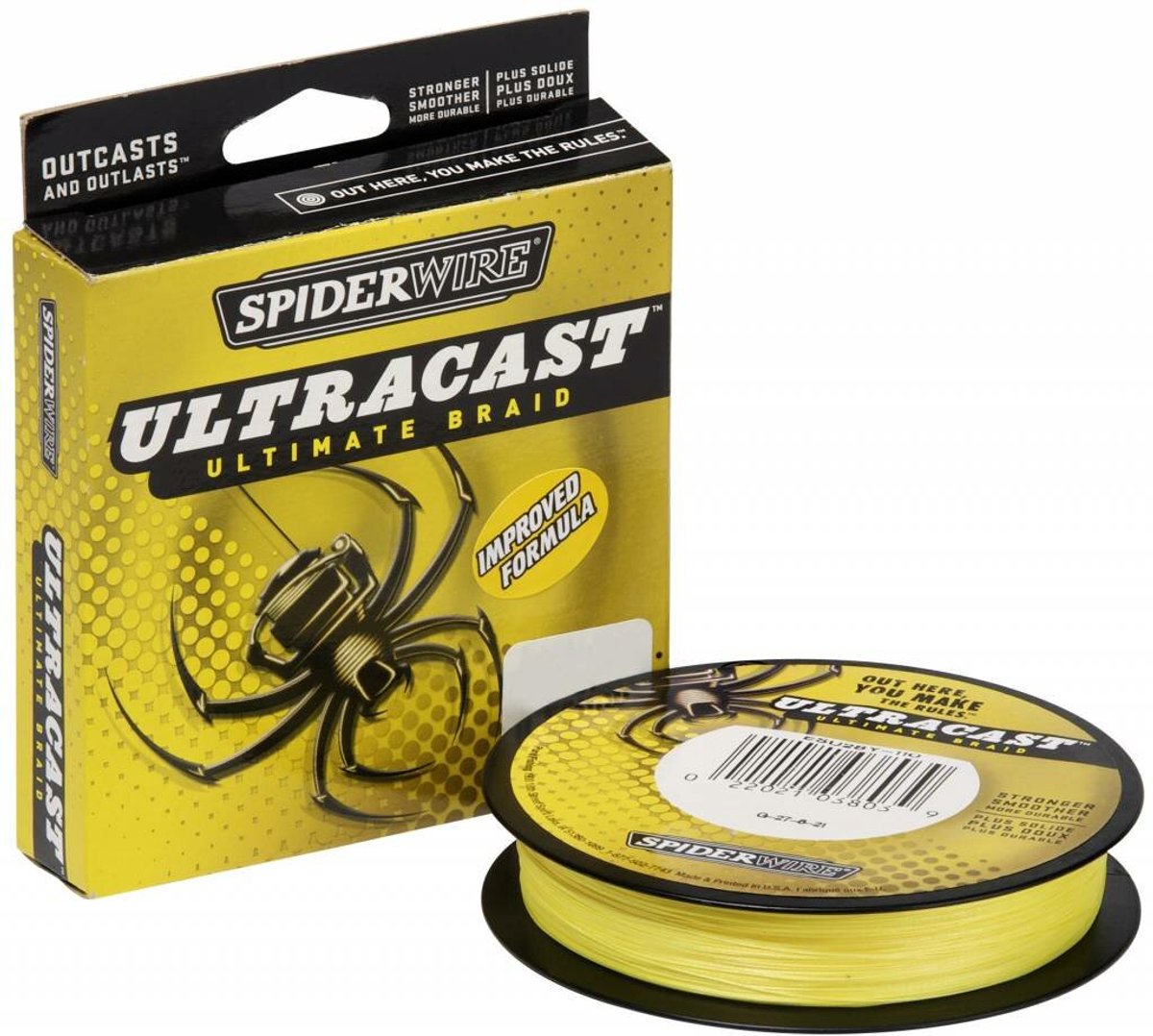 SpiderWire UltraCast - Hi Vis Yellow - Gevlochten Lijn - Vislijn - Visdraad - 0,20mm 20,70kg 110m