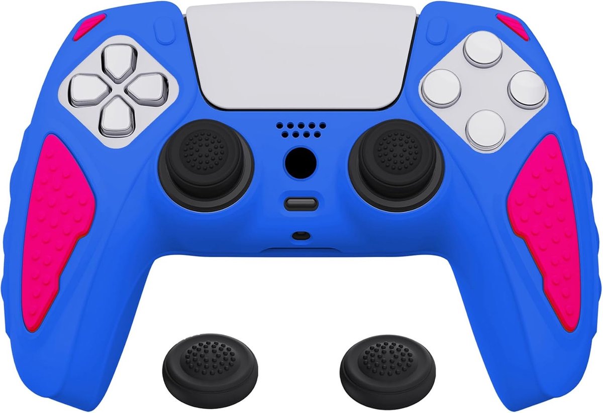 SnelShoppen - PlayVital Silicone Anti-slip Case voor PS5 Controller, Duurzame Rubberen Cover met Extra Grip en Thumb Grip Caps, Knight Edition (Primai