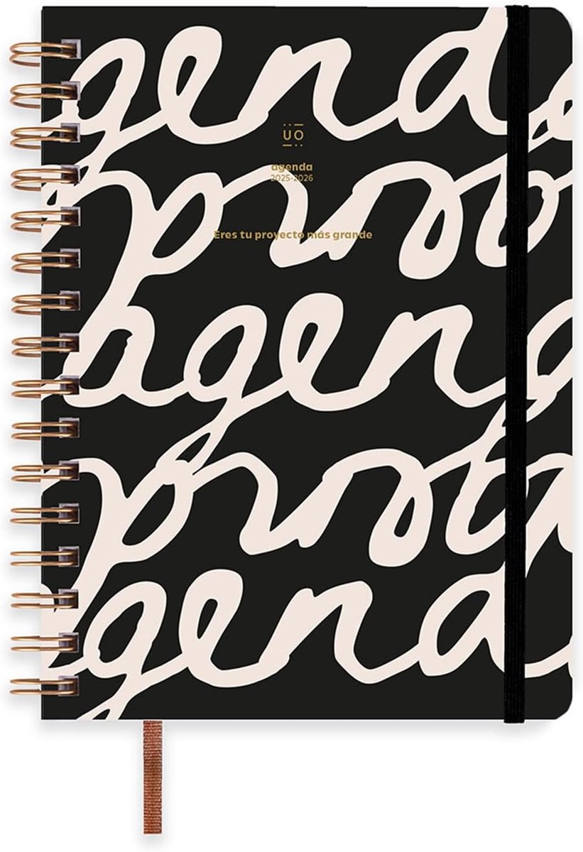 SnelShoppen - Schoolagenda 2025-2026, Weekoverzicht, Zwart, 224 Pagina's, Inclusief 127 Stickers, Elastiek en Registratiestrik, Creatief en Interactie
