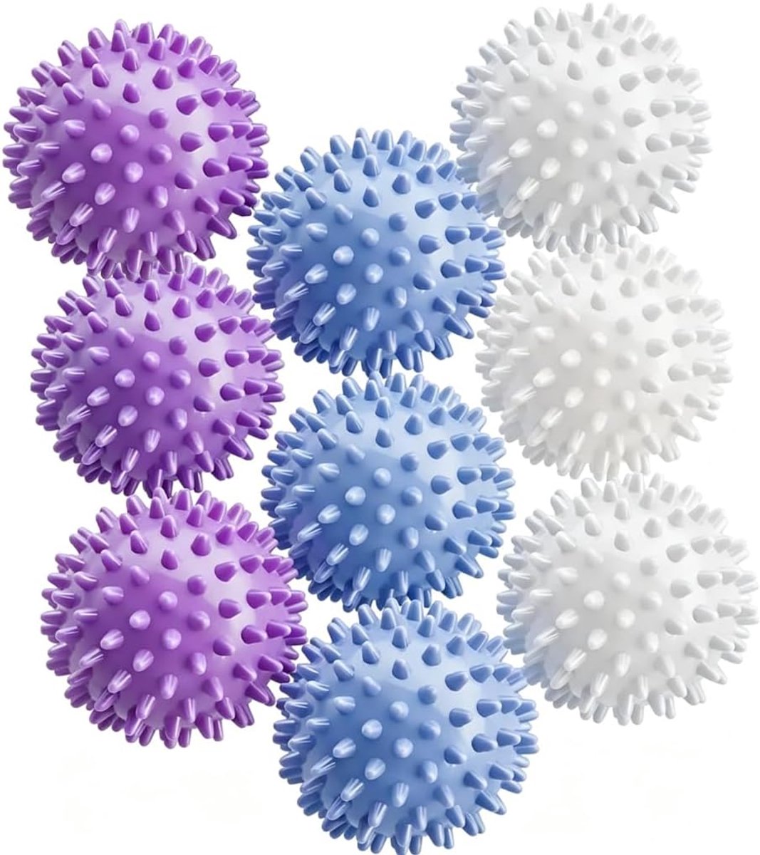 SnelShoppen - 9 stuks droogballen voor wasmachine, wasballen voor zachte vezelverzorging, rimpelvermindering, pluisvang, versneld drogen, langdurig ge