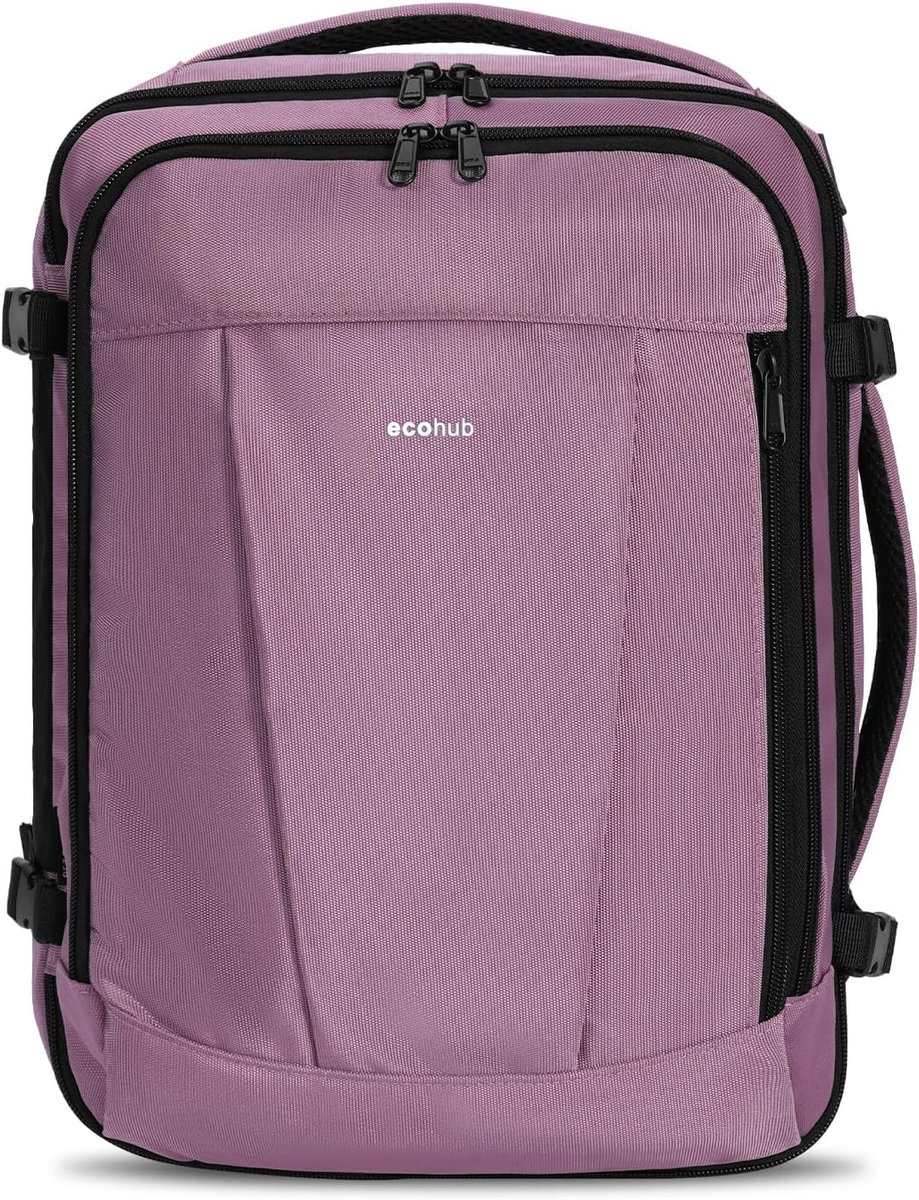 SnelShoppen - Waterdichte Ryanair Easyjet Cabin Koffer - Recycled PET Rugzak, 40x20x25cm, 20L, Lichtgewicht, Onderzit Bagage, Dames en Heren, Roze