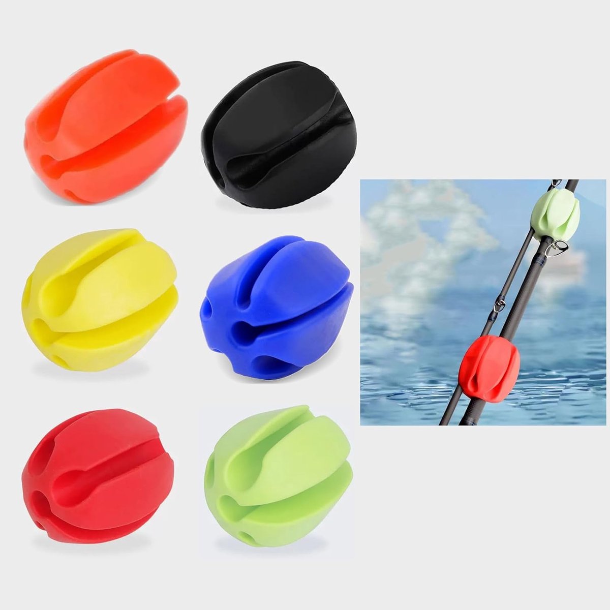 SnelShoppen - ANROI Rubber Rod Holder - 6 Stuks Vissport, Beschermende Fastener, Rubber Rod Clamp, Silicone Hengelhouder, Herbruikbare Visspullen voor