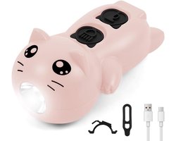 SnelShoppen - Kids Bike Light Set - USB Oplaadbare Silicone LED Fietslamp met Toeter voor Kinderen - 3 Verlichtingstanden voor Fiets, Step en Kinderwa