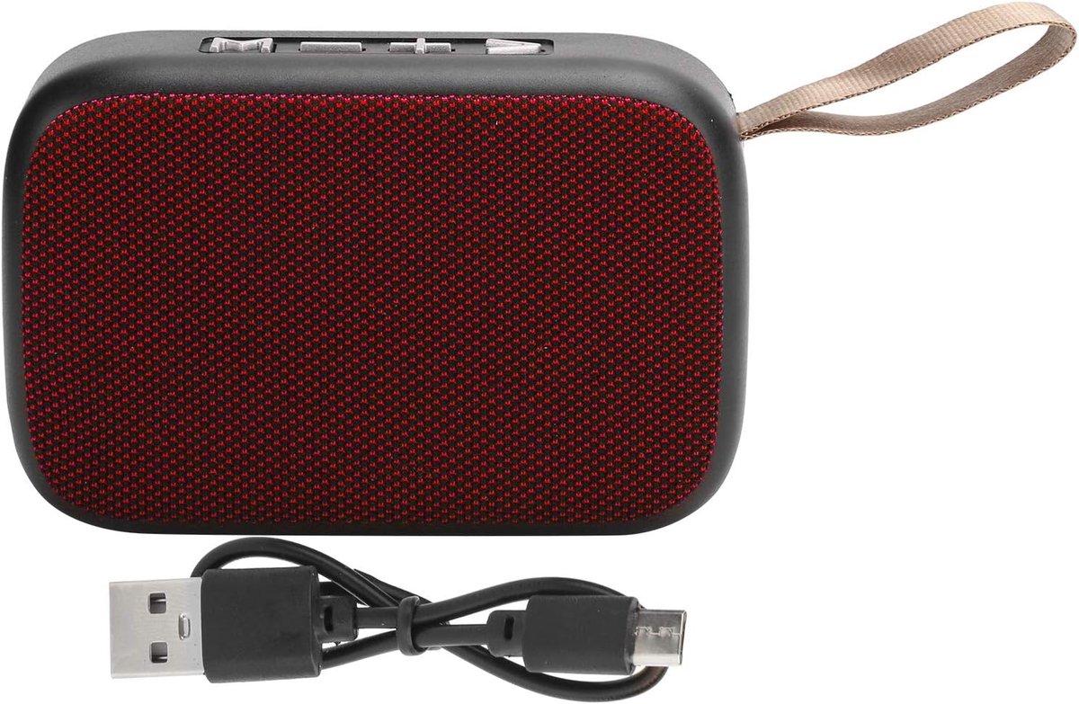 SnelShoppen - Mini Bluetooth Speakers - Draadloze Stereo Portable USB Mini Sound met FM Radio, Subwoofer voor Douche, Kamer, Fiets, Auto (Rood)
