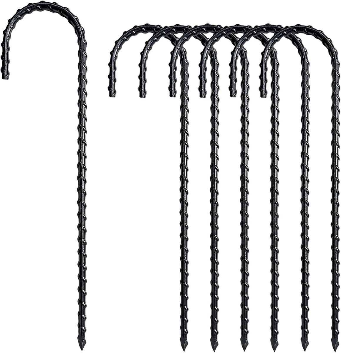SnelShoppen - 6 Stuks 30 cm Grondankers van Massief Staal, J-Type Verzinkt Staal, Tentharingen, Roestvrij voor Bevestigen van Trampoline, Omheining, T
