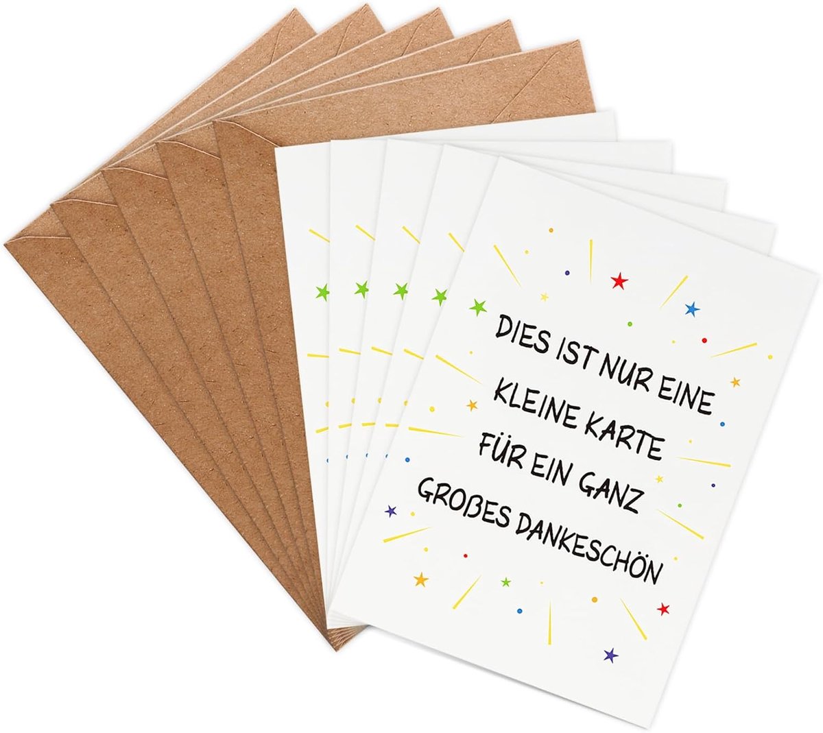 SnelShoppen - 5 Thank You Cards - Vouwkaarten met 5 Enveloppen - Bedankkaarten voor Vrouwen, Mannen, Meisjes, Jongens - Kleine Bedank Cadeaus voor Fee