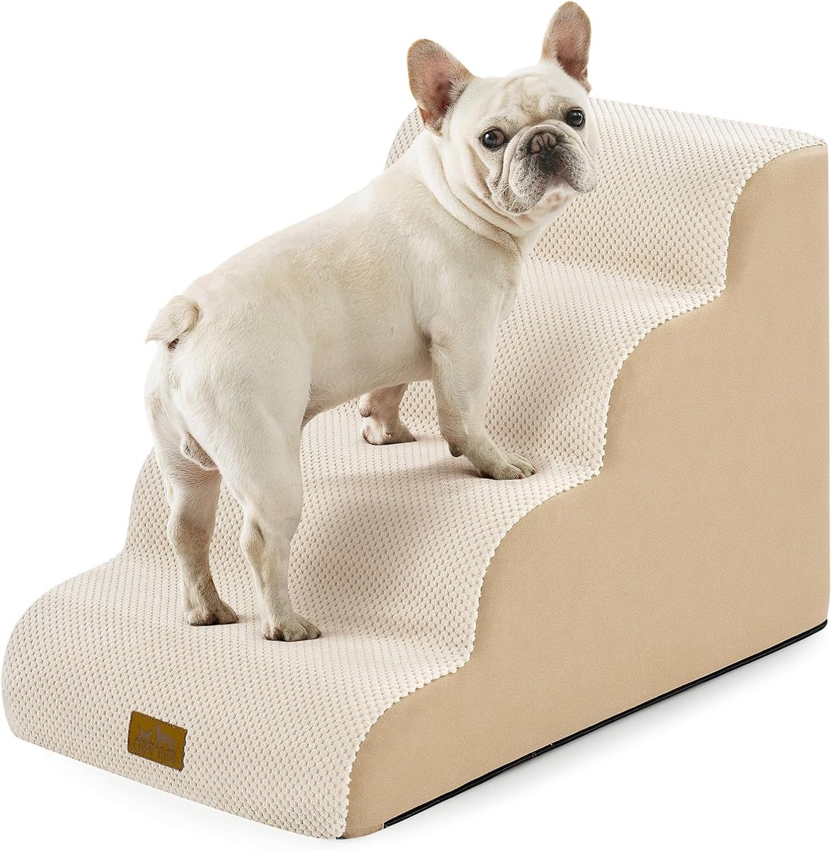 SnelShoppen - Hondentrap voor Bed, Bank en Stoel - Dierenhelling voor Kat en Kleine Honden - Wasbare Hoes en Anti-slip Bodem - Beige, 40x72x50cm, 4 Tr