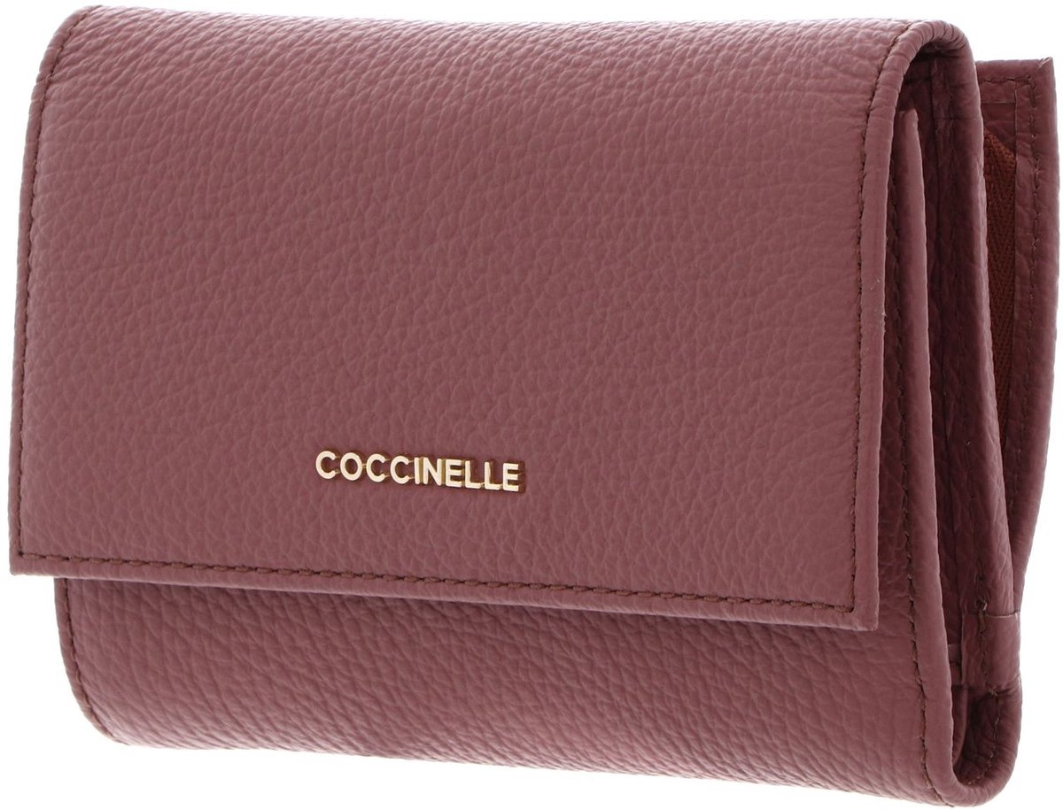 COCCINELLE Leren portemonnee Metallic Soft Wallet Grainy Leather Winter Rose oud roze