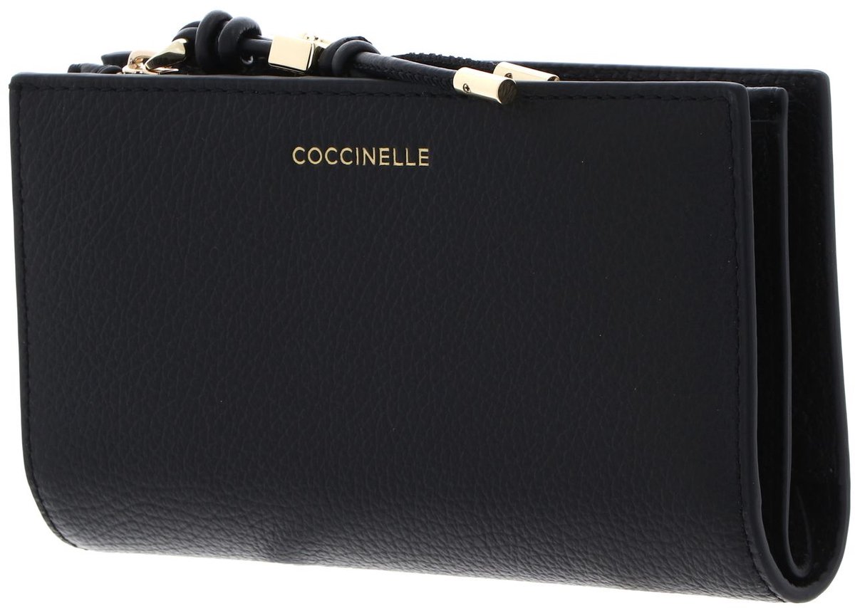 COCCINELLE Leren portemonnee Pansy Wallet Grained Leather Noir zwart