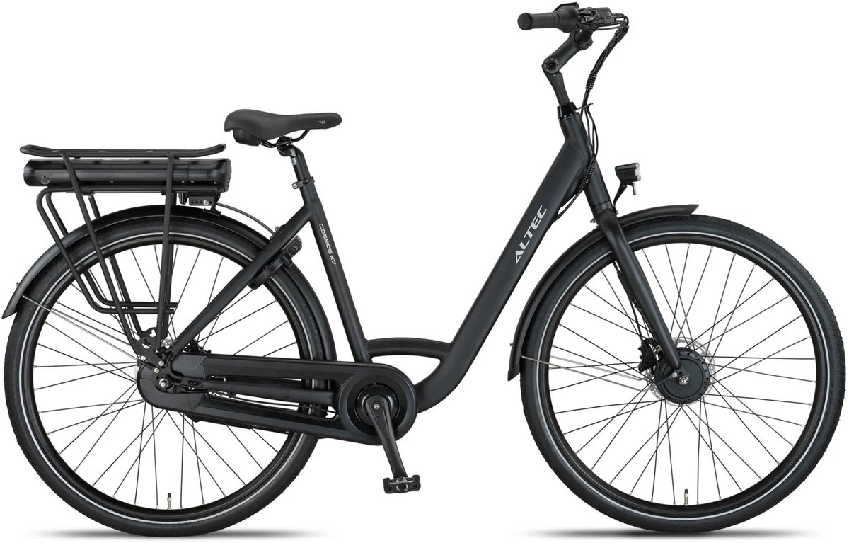 Altec Cosmos - Elektrische Stadsfiets - Elektrische Damesfiets - Hydraulische Schijfremmen - Voorwielmotor - 7 Versnellingen - 28 inch - 52 cm - Zwart