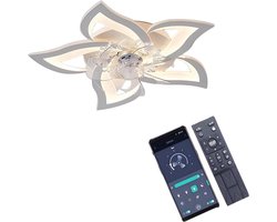DIMICO - Plafond Ventilator met Verlichting - Plafondventilator Afstandsbediening - Wit - Slaapkamer- 220V - LED - 6 Snelheden