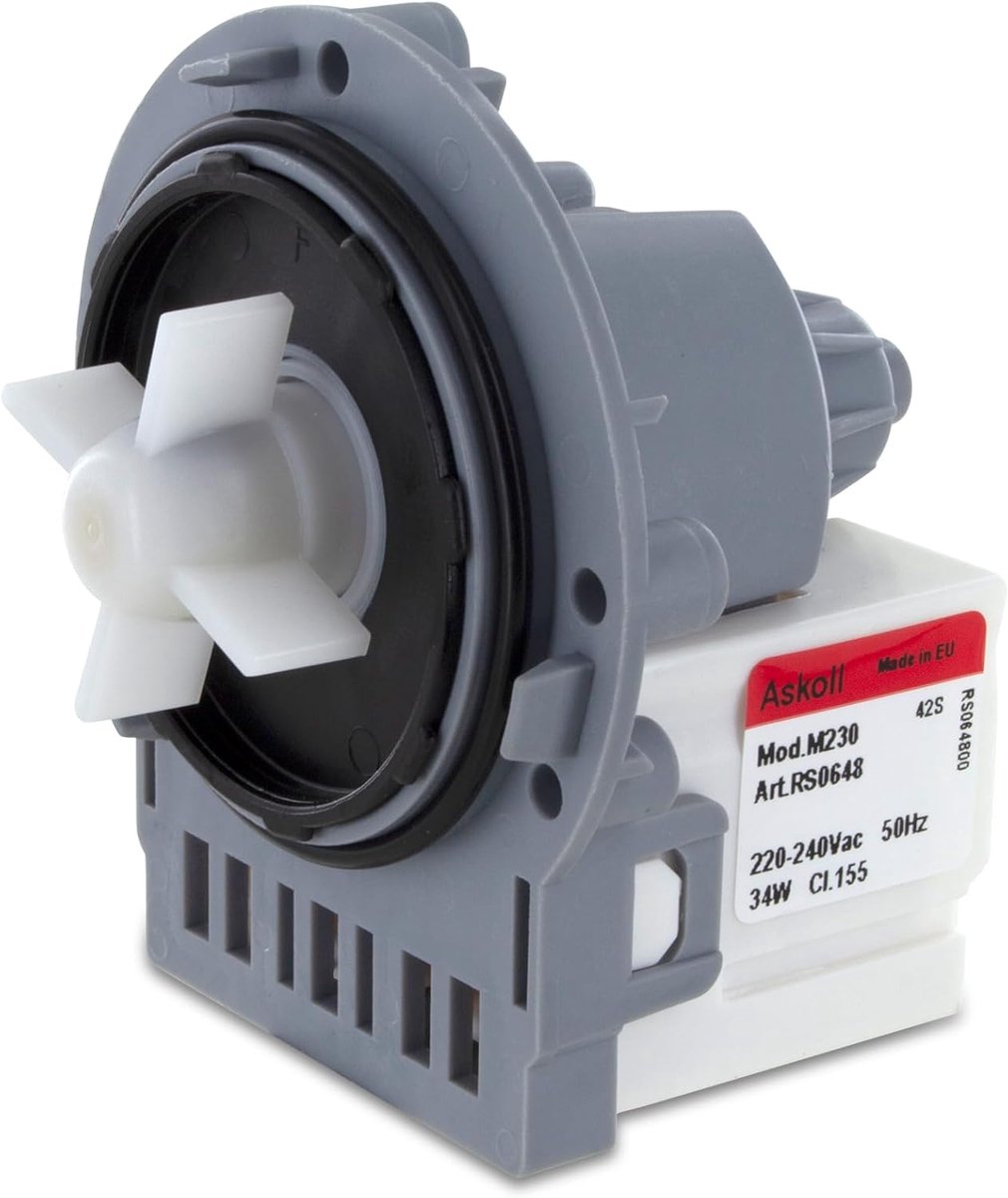 SnelShoppen - DL-pro Afvoerpomp voor Wasmachine en Wasdroger - Universele Pompmotor 220-240Vac 34W - Geschikt voor AEG Electrolux Juno Zanussi