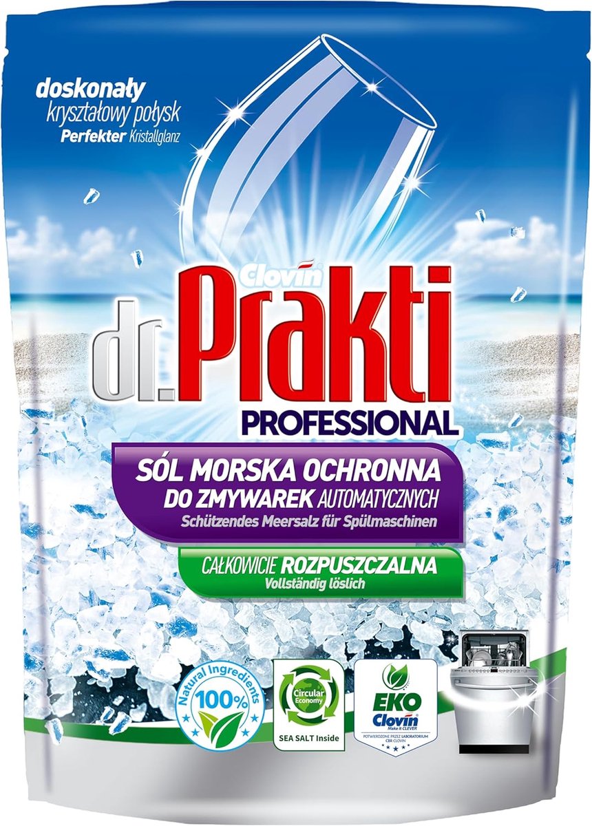 SnelShoppen - Zeezout voor Vaatwassers 1,5 kg - Afwaszout - Waterverharder - Effectief voor Hard Water - Doypack - Keukenaccessoires