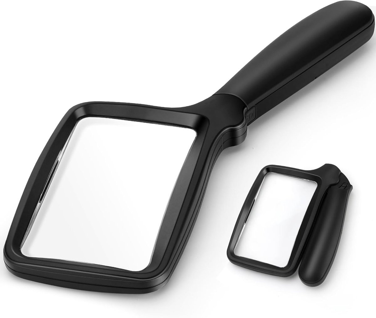 SnelShoppen - 5-voudige loep met licht, opvouwbare handloep, leesloep, zwart, ideaal voor lezen, hobby, detailwerk, camping en dagelijkse gebruik