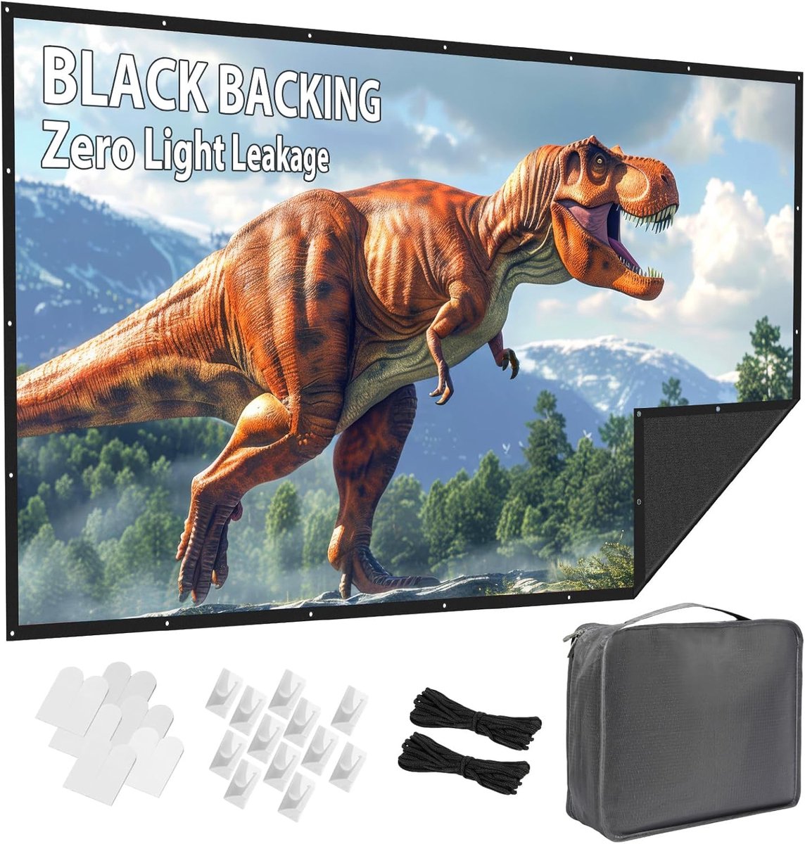 SnelShoppen - 120 inch Beamerscherm Buiten - Opvouwbaar & Draagbaar Projectiescherm met Draagtas - 16:9 Zwart, Lichtdoorlatend, Wasbaar & Kreukvrij -