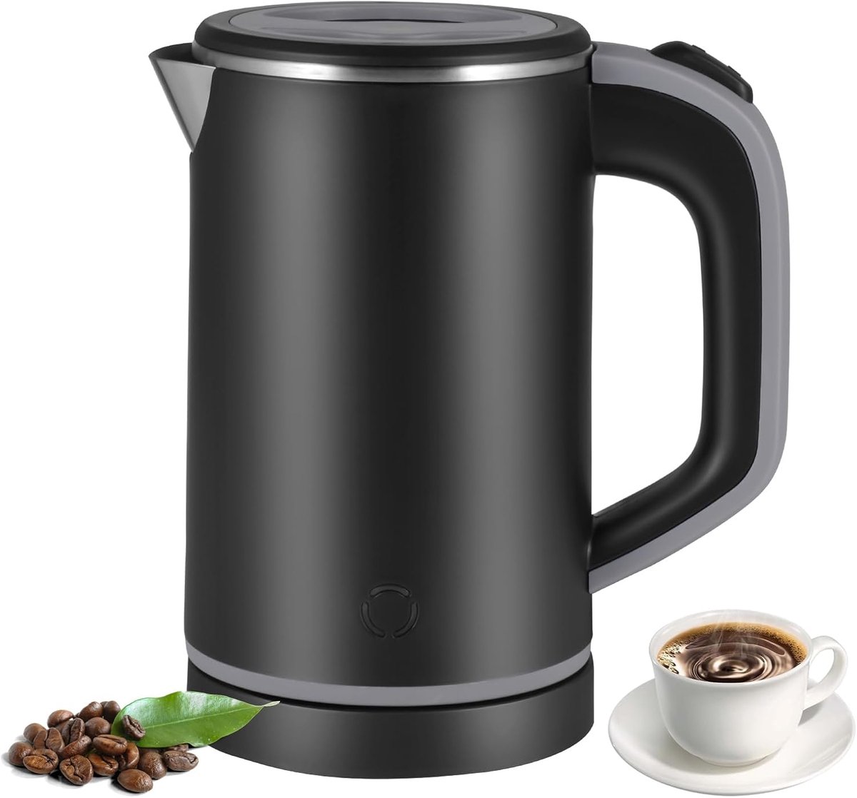 SnelShoppen - Waterkoker Klein 800 ml - 600 W Reiswaterkoker met 360° Basis, Afneembaar Deksel, Roestvrij Staal 304, Snelkokend, Automatische Uitschak