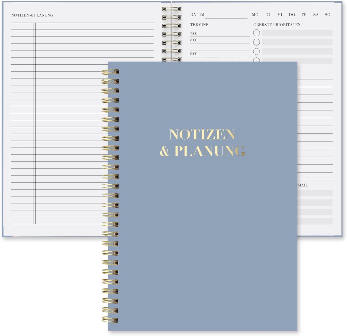 SnelShoppen - Dagplanner A5 Ongedateerd Spiraalbound - Dagelijkse Planner met To-Do Lijsten, Afsprakenplanner, Notities en Planning van 7 tot 22 uur i