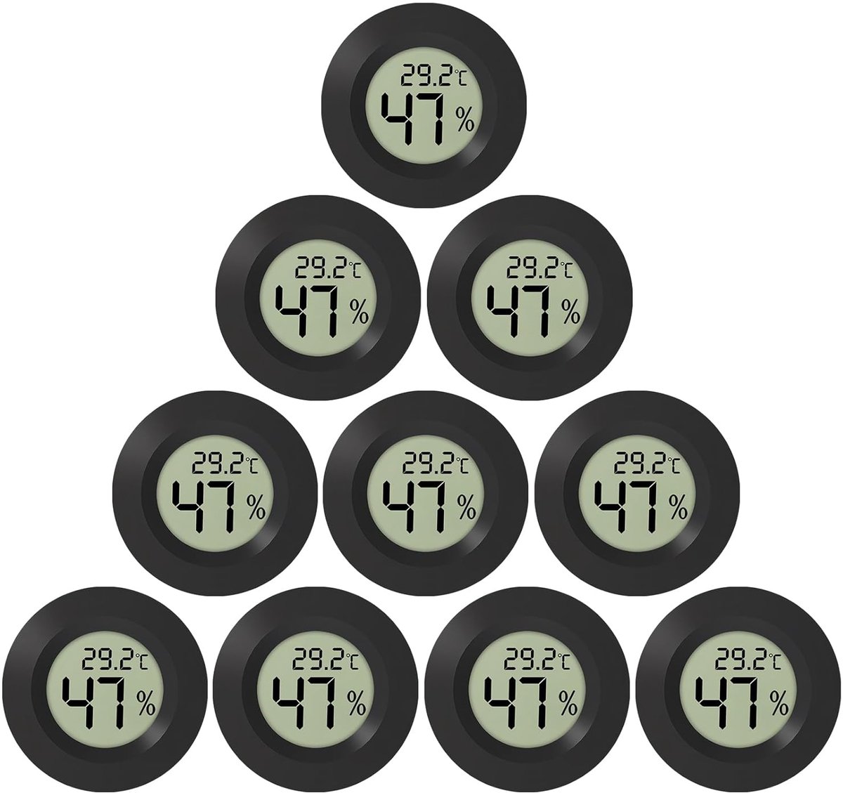 SnelShoppen - 10x LCD Digitale Thermometer Hygrometer Binnen - Luchtvochtigheidsmeter voor Broeikas, Kelder, Keuken, Tuin - Temperatuur- en Vochtighei