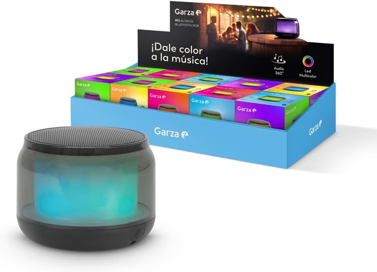 SnelShoppen - Draagbare draadloze Bluetooth 5.1 luidspreker met 15 veelkleurige LED-lichtmodi, 360° geluid, Micro SD ondersteuning en handsfree functi