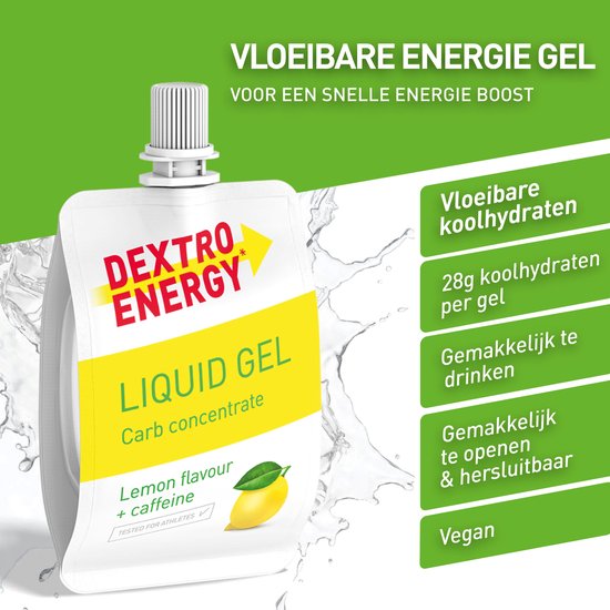 Dextro Energy Liquid Energy Gel - Citroen + Caffeine - Sportgel - Energie Gel - 18 x 60 gram — afbeelding 2