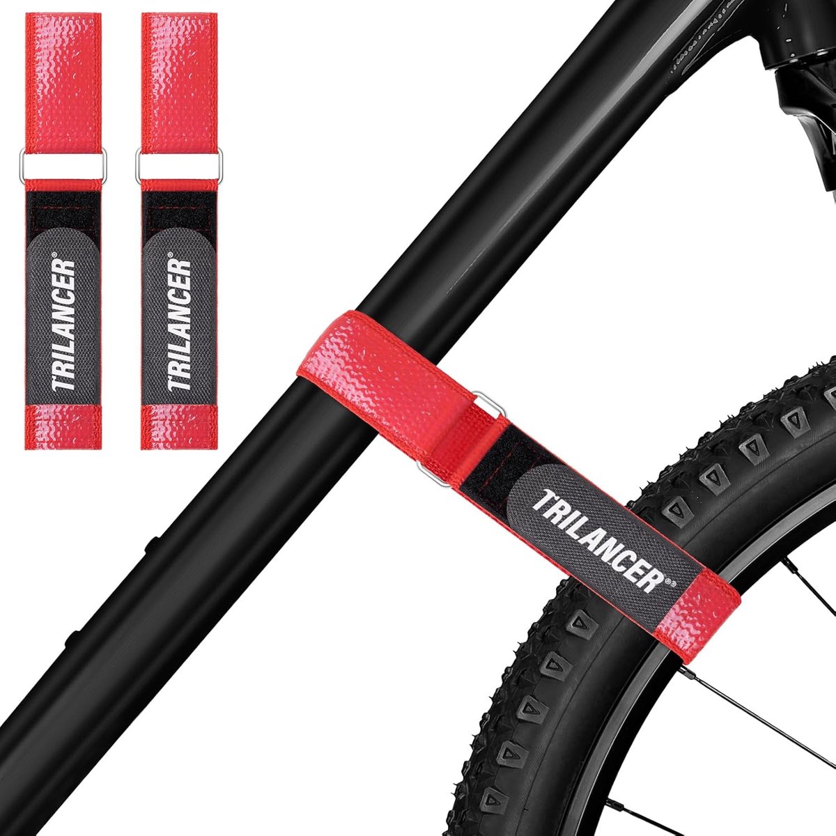 SnelShoppen - Fietsenrek Banden Set van 2 Verstelbare Fietswiel Stabilisatie Banden 66 cm met Haak en Lus Antislipcoating voor Vervoer en Opslag