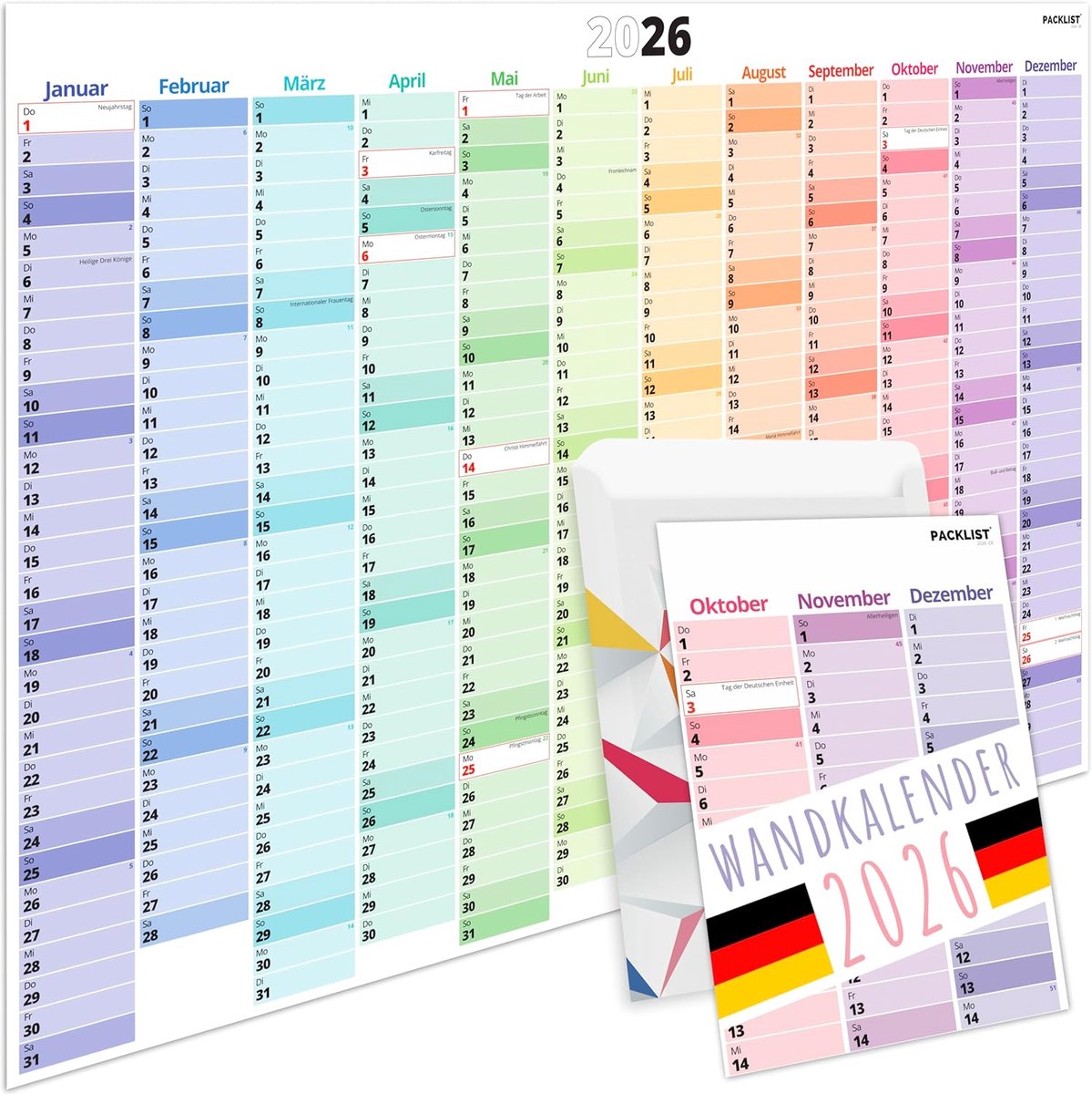 SnelShoppen - Wandkalender 2026 XXL A1 84x60 cm - Jaarplaner 2026 - Ökologisch - Wandplanner in Querformat - Perfect voor Thuis en Werk